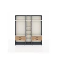Arges Dolap 10 Raflı 4 Çekmeceli 2 Askılı 220x30x243 Antrasit-Aytaşı/Çam