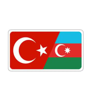 Azerbaycan Türkiye Bayrak Sticker 19cm