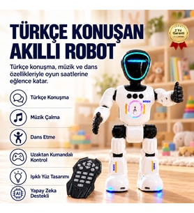 Konuşan Akıllı Robot Oyuncak,Uzaktan Kumandalı, Dans Eden, Müzikli ve Işıklı Eğitici Çocuk Robotu