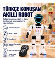 Konuşan Akıllı Robot Oyuncak,Uzaktan Kumandalı, Dans Eden, Müzikli ve Işıklı Eğitici Çocuk Robotu