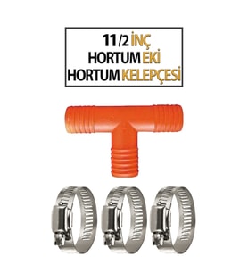 11/2'İnç T Hortum Eki ve 3 Adet Kelepçe