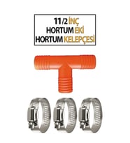11/2'İnç T Hortum Eki ve 3 Adet Kelepçe
