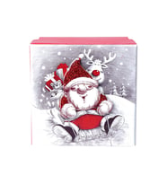 Yılbaşı Noel Baba ve Geyik Motifli Hediye Kutusu 10x7 cm