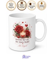 Romantik Kalp Gül Mum Işığı Duygusal Aşk Kupa Bardak Sevgiliye Hediye