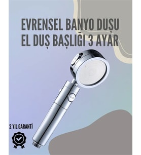 Paslanmaz Çelik Çok Fonksiyonlu El Duş Başlığı – 3 Modlu Püskürtme Seçeneği