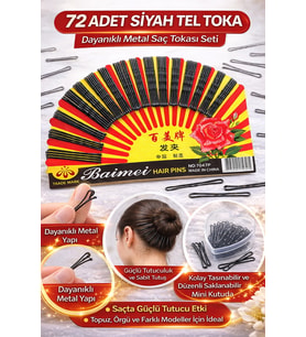 72 Adet Siyah Tel Toka Saç Tokası – Dayanıklı Metal Saç Teli Toka Seti