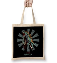 Godzilla Retro Japanese Bez Çanta Uzun Saplı