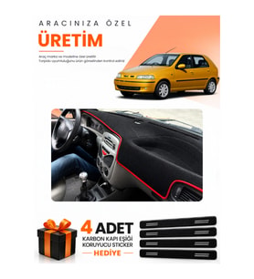 FIAT PALİO (1999-2005) Uyumlu Torpido Koruma Örtüsü Oto Kılıfı - Siyah Kırmızı