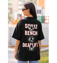 Squat Bench Deadlift Powerlifter Sırt Baskılı Unisex Oversize Bodybuilding Fitness Tişört