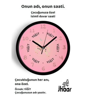 İsme Özel Büyülü At Çocuk Odası Duvar Saati Orta Boy 30 cm Siyah Camlı Sessiz