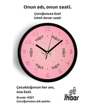 İsme Özel Büyülü At Çocuk Odası Duvar Saati Orta Boy 30 cm Siyah Camlı Sessiz