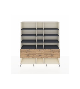 Hyperion Dolap 12 Raflı 6 Çekmeceli  220x44x243 Aytaşı-Antrasit/Çam