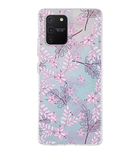 Samsung Galaxy A91 Uyumlu Kapak Floral Pudra Tasarımlı Şeffaf Silikon Kılıf