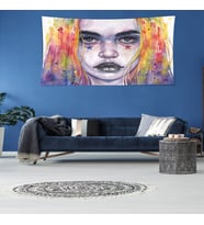 Renkli ve Gotik Tarz Kız Yıkanabilir Leke Tutmaz Kadife Kumaş Duvar Örtüsü Duvar Halısı Tapestry (Karışık)
