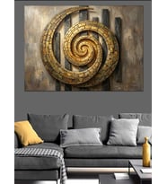 Altın Spiral Modern Duvar Dekoru Dekoratif Kanvas - Mdf Ahşap Tablo