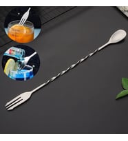 304 Çelik 32 cm uzun Çift Başlı Çatallı Kokteyl Karıştırma Barmen Kaşığı cin582