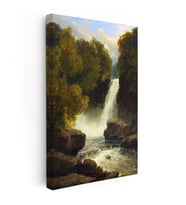 Kanvas Tablo R.L.R. Orman İçi Çağlayan Şelale Kayalık Zemin Gündüz Ressam Tablosu Duvar Dekoru