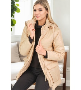 Dewberry Kadın %100 Polyester Kaban Bej Z6703 Günlük Dış Giyim, Şehir ve Ofis Stili, Kazak ve Gömlek Kombini