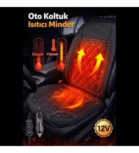 Araç İçi Koltuk Isıtıcısı Oto Isıtmalı Koltuk Minderi Çakmaklık Girişli Isı Ayarlı Siyah 12V 1 Adet
