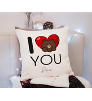 I Love Brown Bear Yastık Kişiye Özel