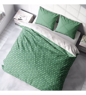 MonoHome Green Pattern 3D Pamuk Saten Çift Kişilik Nevresim Takımı (Karışık)