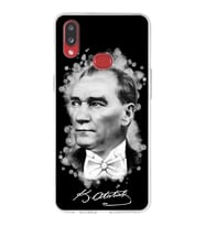 Samsung Galaxy A10s Uyumlu Kapak Atatürk Tasarımlı Şeffaf Silikon Kılıf