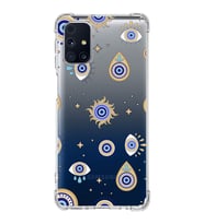 PrintiFy Samsung Galaxy M31s Uyumlu Nazar Boncuğu 5 Baskılı Şeffaf Köşe Korumalı Antişok Kılıf