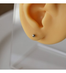Cerrahi Çelik 3 mm Tek Top Küpe Gümüş Renk (Çok Renkli)