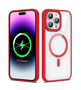 Apple iPhone 14 Pro Max Uyumlu Kılıf M-safe Wireless Şarj Özellikli Silikon Zore Ege Kapak (Kırmızı)