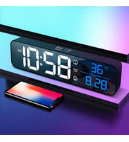 Mdstech Hd LED Aynalı Dijital Masa Saati Sıcaklık Tarih Alarm USB Şarjlı Elektronik Saat (Siyah)
