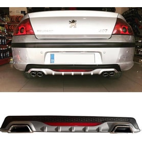 Peugeot 407 Difüzör Arka Tampon Eki 2 Egzoz Çıkışlı Gri Siyah