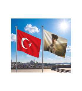 TRY Raşel Kumaş Bayrak ve Türkiye Cumhuriyeti Alpaka Kumaş Bayrak 2'li set 70x105