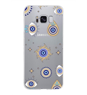 PrintiFy Samsung Galaxy S8 ile Uyumlu 1mm Slim Fit Nazar Boncuğu 5 Baskılı Şeffaf  Kılıf