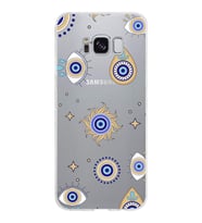PrintiFy Samsung Galaxy S8 ile Uyumlu 1mm Slim Fit Nazar Boncuğu 5 Baskılı Şeffaf  Kılıf