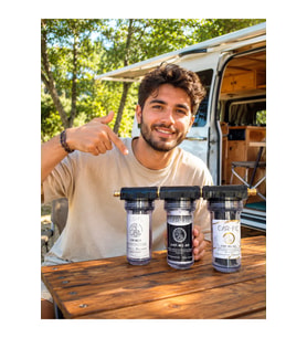 Car-Fil Karavan, Tekne & Tiny House Su Deposu Mobil Dolum Filtresi 4 Fonksiyonlu Tortu, Klor ve Kireç Önleyici