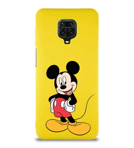 Xiaomi Redmi Note 9S Soft Premier Kapak Mickey Mouse-E Tasarımlı Silikon Kılıf - Sarı (Şeffaf)