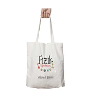 Kişiye Özel Fizik Öğretmeni Elma iki Tarafı Kalıcı Baskılı Yıkanabilir Çanta