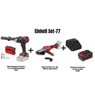 Einehll Set-77(18/120 Darbeli Matkap+18/125 F Li Akülü Taşlama+18V 4,0 Ah Akü Şarj Cihazı)