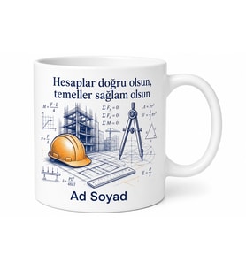 Mühendis Baret Proje Çizimi Hesaplama İnovatif Çözüm Kupa Bardak Hediye