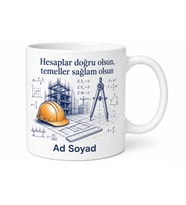 Mühendis Baret Proje Çizimi Hesaplama İnovatif Çözüm Kupa Bardak Hediye