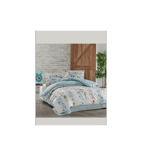 KRİSTAL TERRY COTTON KAPİTONELİ NEVRESİM TAKIMI MAVİŞ MİNT ÇİFT KİŞİLİK