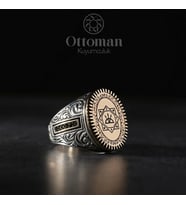Oğuz Kağan Oval Gravürlü Gümüş Erkek Yüzük