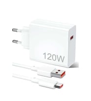 120W Şarj Aleti Hızlı Çift Turbo Şarj Aleti Seti Beyaz