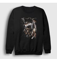 Presmono Unisex Siyah Skull Wolf Kurt Sweatshirt 307338tt
