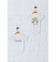 Pia Baby Premium %100 Pamuk İsme Özel Organik Baskılı İkili Set Çıtçıtlı Bebek Body Zıbın Modelleri 5078-17 (Ekru)