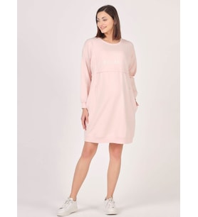 Busa Hamile Hoodie Elbise Açık Pembe