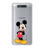 Samsung Galaxy A80  Kapak Mickey Mouse Tasarımlı Şeffaf Silikon Kılıf