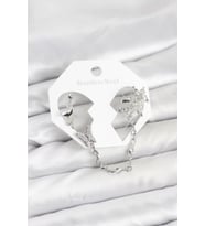 Pirinç Gümüş Renk Kelebek Model Zincir Bağlantılı Ear Cuff Küpe Seti - TJ-BKP11535