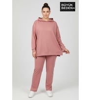 Büyük Beden Kapşonlu Tunik ince Sweatshırt SPR26BTK991