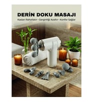 Mey İthalat® 8 Başlıklı Şarjlı Masaj Tabancası 6 Kademeli Hız Ayarlı Derin Doku Kas Masaj Aleti